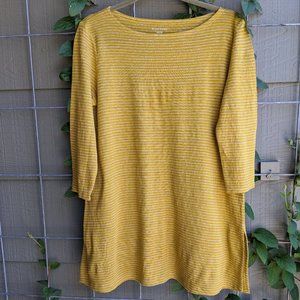 Eileen Fisher mustard organic linen knit tunic Medium